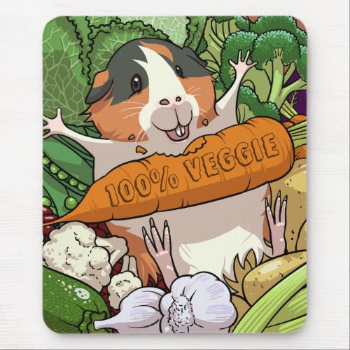 100 Veggie Happy Guinea Pig With Carrot Mouse Pad