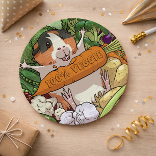 100% Veggie Happy Guinea Pig With Carrot Paper Plates