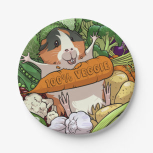 100% Veggie Happy Guinea Pig With Carrot Paper Plates