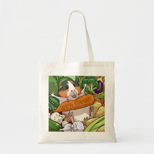 100 Veggie Happy Guinea Pig With Carrot Tote Bag