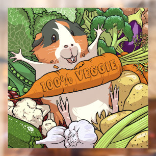 100% Veggie Happy Guinea Pig With Carrot Window Cling