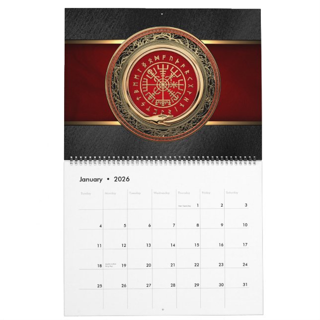 [100] Vegvisir - Viking Gold Magic Runic Compass Calendar (Jan 2026)
