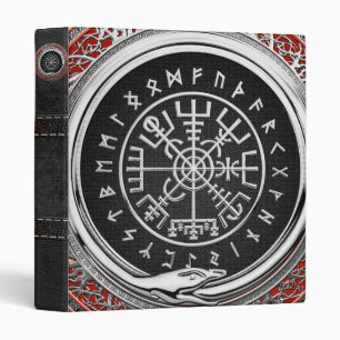 [100] Vegvisir - Viking Silver Magic Runic Compass 3 Ring Binder