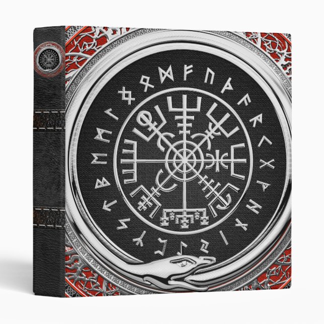 [100] Vegvisir - Viking Silver Magic Runic Compass 3 Ring Binder (Front/Spine)