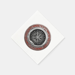 [100] Vegvisir - Viking Silver Magic Runic Compass Napkins