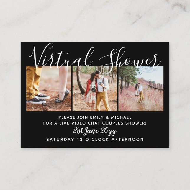 100  Virtual Shower PHOTO Wedding Live Chat Budget Advice Card (Front)