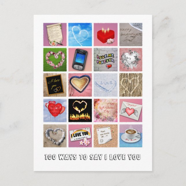 100 Ways to say I love you Postcard (Front)