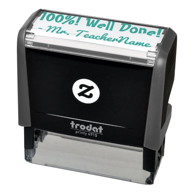 "100%! Well Done!" + Custom Instructor Name Self-inking Stamp (Product)