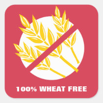100% Wheat Free Food Allergy Celiac Alert Stickers
