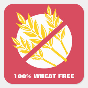 100% Wheat Free Food Allergy Celiac Alert Stickers