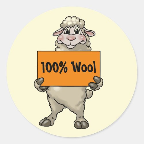 100 Wool _ Cartoon Sheep with Sign Classic Round Sticker