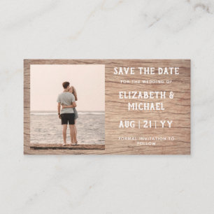 100 x BUDGET Photo Save Date RUSTIC Wood Wedding Business Card