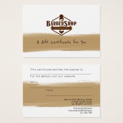 100 x Business LOGO Gift Certificates Barber Shop