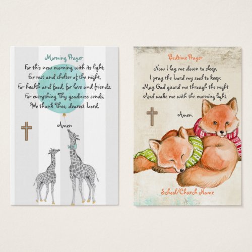 100 x Childrens Morning Evening Kids Prayer Cards