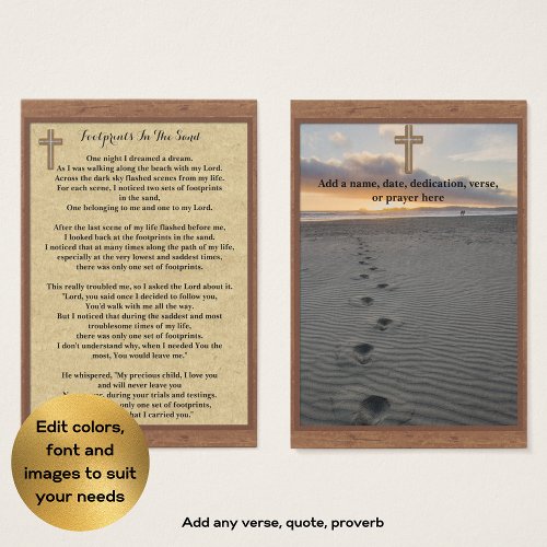 100 x Footprints In The Sand Prayer Cards