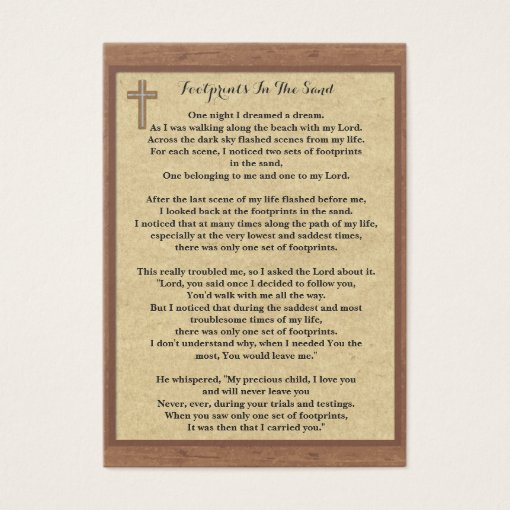 100 x Footprints In The Sand Prayer Cards Zazzle