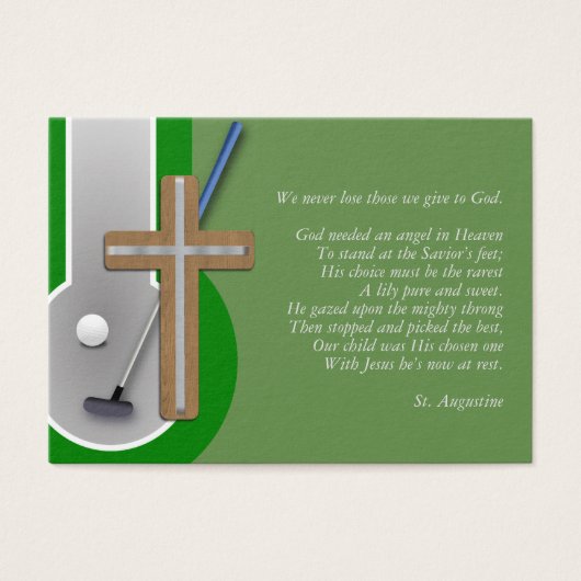 100 x GOLF Memorial Prayer Card Photo and Verse (Front)