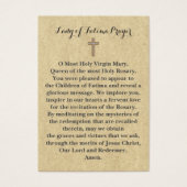 100 x Lady of Fatima Prayer Cards (Front)