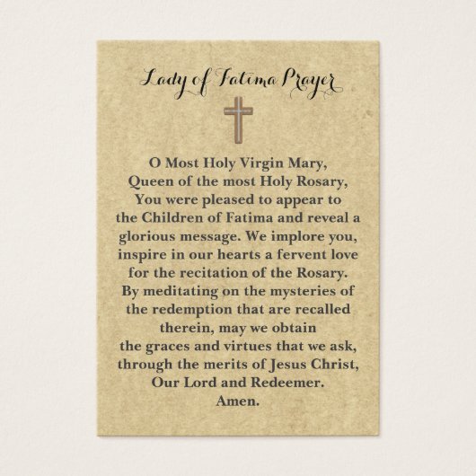 100 x Lady of Fatima Prayer Cards (Front)