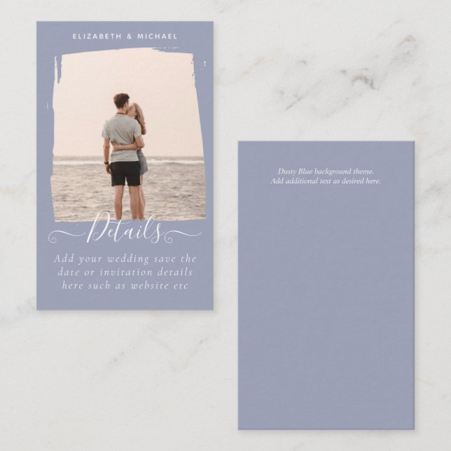 100 x Minimalist PHOTO Wedding Invitation Details (Front/Back)
