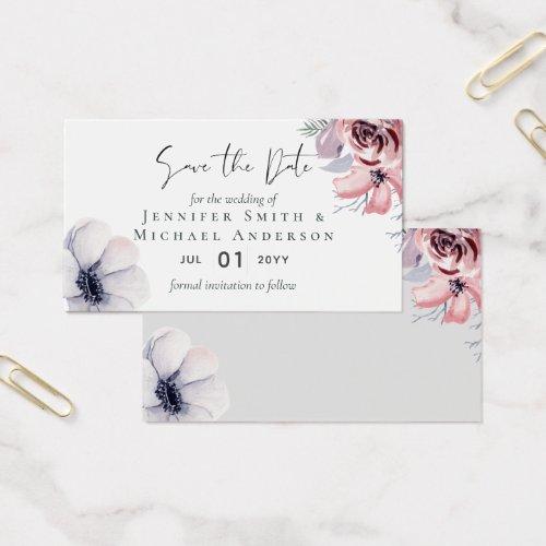 100 x Navy Blue Coral Floral Script Save the Dates