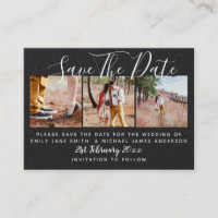 100 x PHOTO SAVE THE DATE Small Black Wedding Calling Card