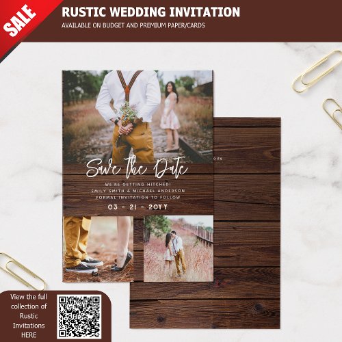 100 x RUSTIC Save The Dates _ PHOTO COLLAGE