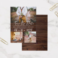 100 x RUSTIC Save The Dates - PHOTO COLLAGE