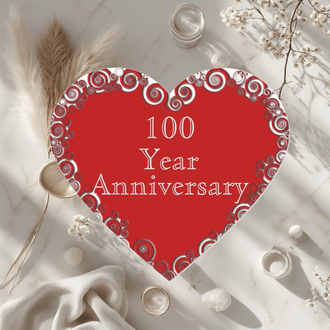 100 Year Anniversary Milestone Romantic Modern  Heart Sticker (100 Year Anniversary Milestone Romantic Modern Heart Sticker)