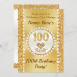 100 year Birthday Invitations, Lovely Personalized Invitation
