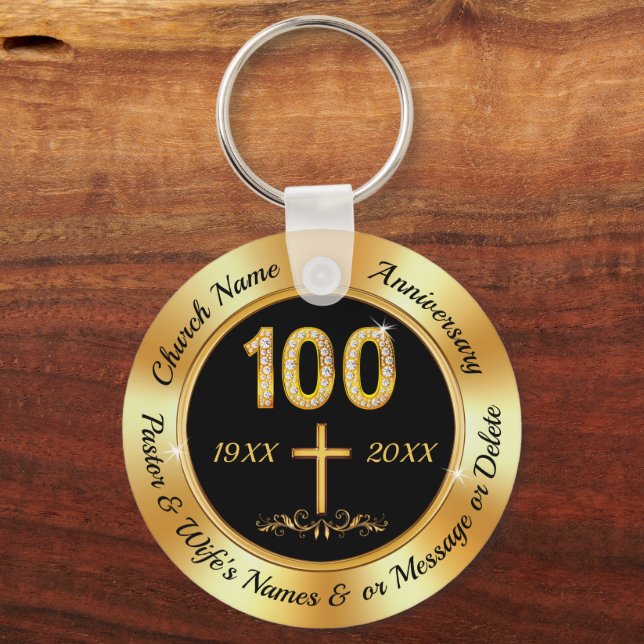 100 Year Church Anniversary, Cheap Church Favors, Keychain (Front)