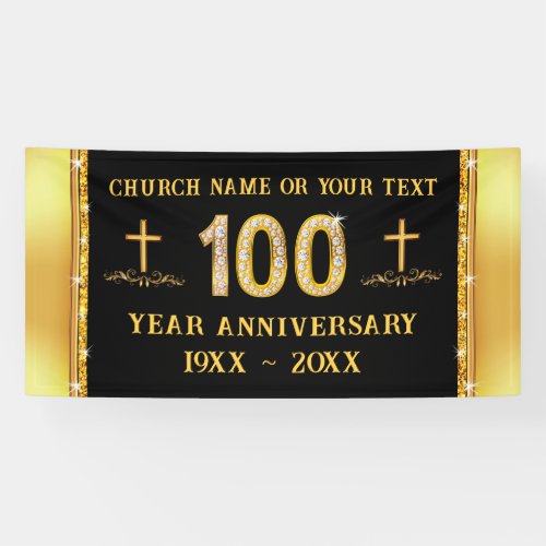 100 Year Church Anniversary Themes Black and Gold Banner