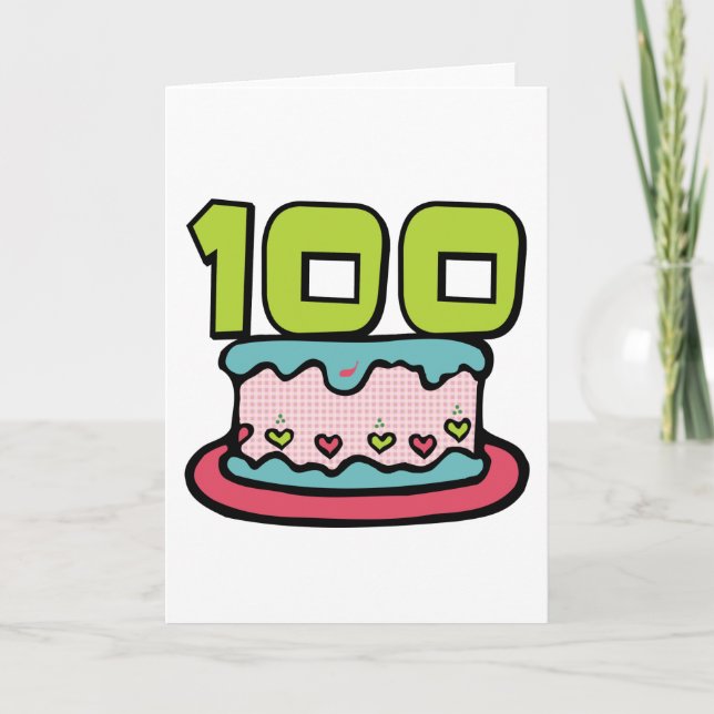 100 Year Old Birthday Cake Card (Front)