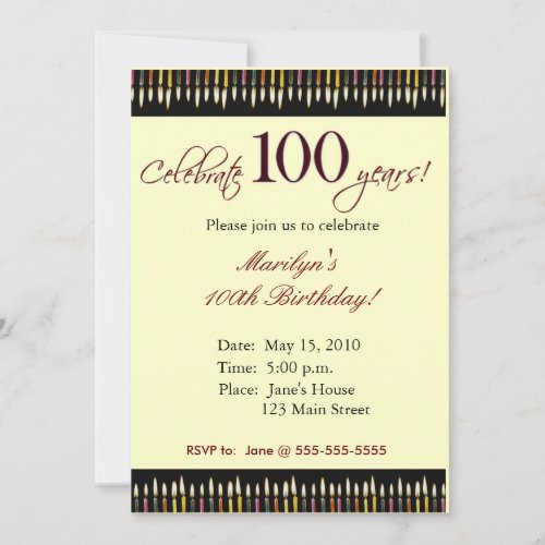 100 Year old Birthday party invitation