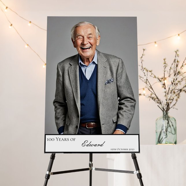 100 Years Birthday Male Stylish Photo  Foam Board (Creator Uploaded)