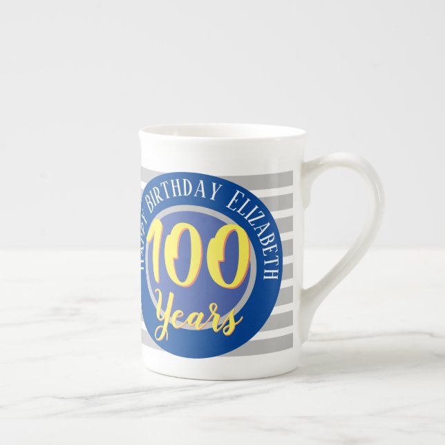 100 Years Centenary Birthday Commemorative Bone China Mug (Right)