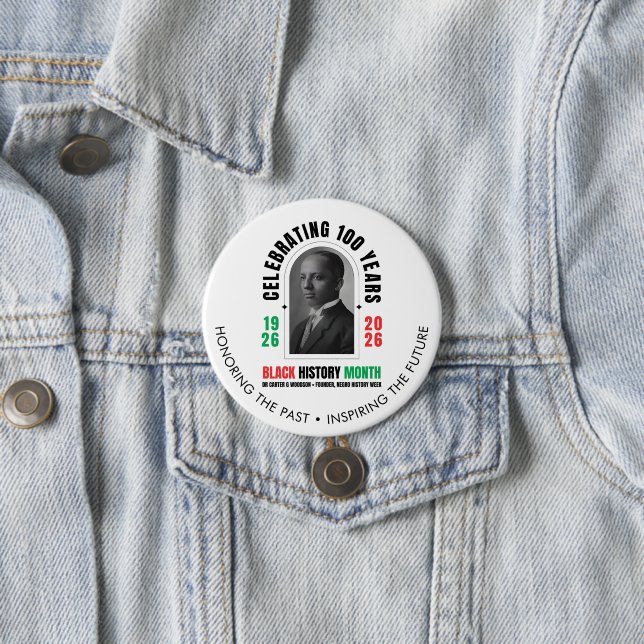 100 Years Centennial Woodson Black History Month Button (In Situ)