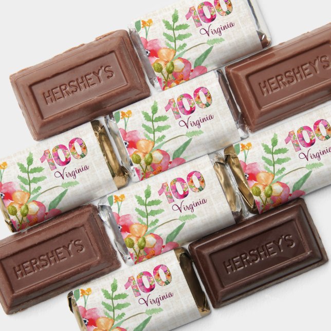 100 Years Flowers Floral Linen 100th Birthday Hershey's Miniatures (Assorted)
