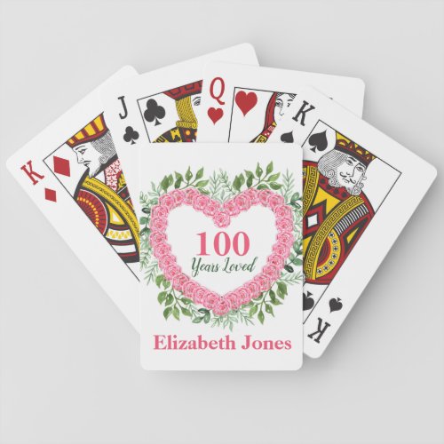 100 Years Loved 100th  Birthday Playing Cards