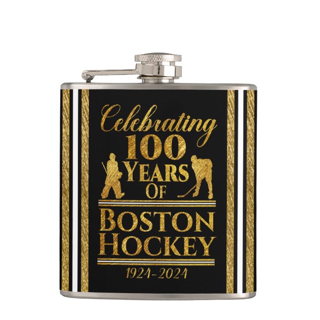 100 Years Of Boston Hockey Flask (Front)