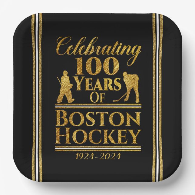 100 Years Of Boston Hockey Paper Plates (Front)