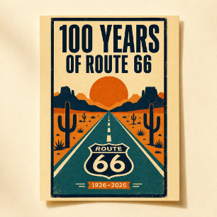 100 Years Of Route 66 Centennial Vintage Americana Postcard