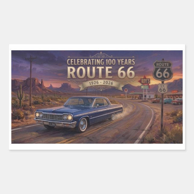 100 Years Of Route 66 Rectangular Sticker (Front)