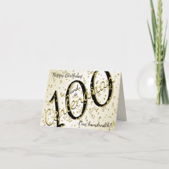 100 Yrs Centenarian Birthday Black/gold Text Card by NancyTrippPhotoGifts at Zazzle