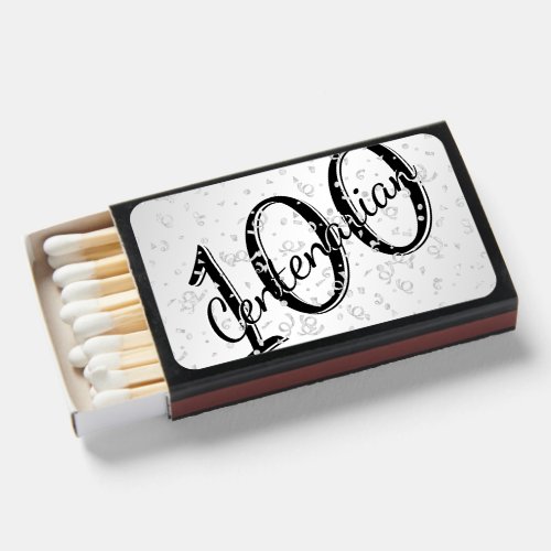 100 Yrs Centenarian Birthday BlackWhite Matchboxes