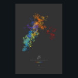 100k Digits of the Square Root of 3 (dark) Poster<br><div class="desc">The colorful path of the first 100, 000 digits of the square root of 3. Starting at a single point, a line was drawn for each number based on its value, rotated around the end point of the previous line. Colors were assigned for each set of 10, 000 numbers—starting with...</div>