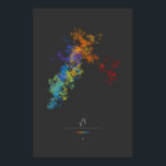 100k Digits of the Square Root of 3 (dark) Poster<br><div class="desc">The colorful path of the first 100, 000 digits of the square root of 3. Starting at a single point, a line was drawn for each number based on its value, rotated around the end point of the previous line. Colors were assigned for each set of 10, 000 numbers—starting with...</div>
