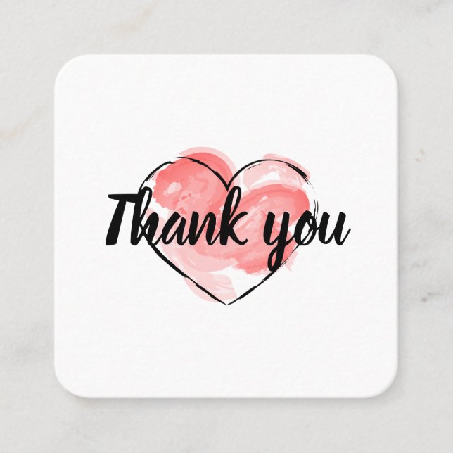 100pcs. Business thank you card with red heart (Front)