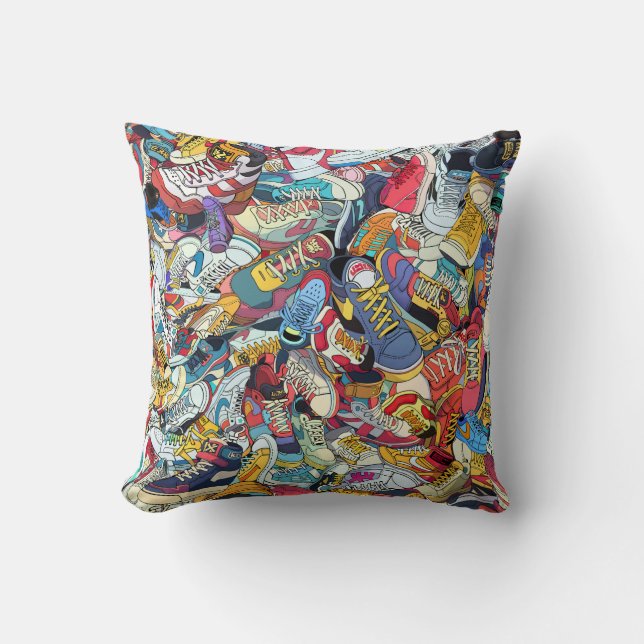 100sneakers throw pillow (Front)