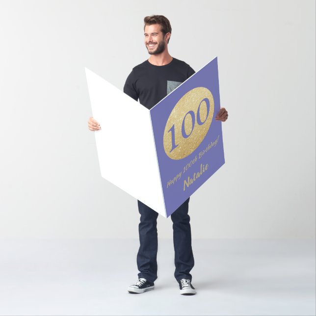 100t Birthday Gold Glitter Extra Large Card (In Situ)